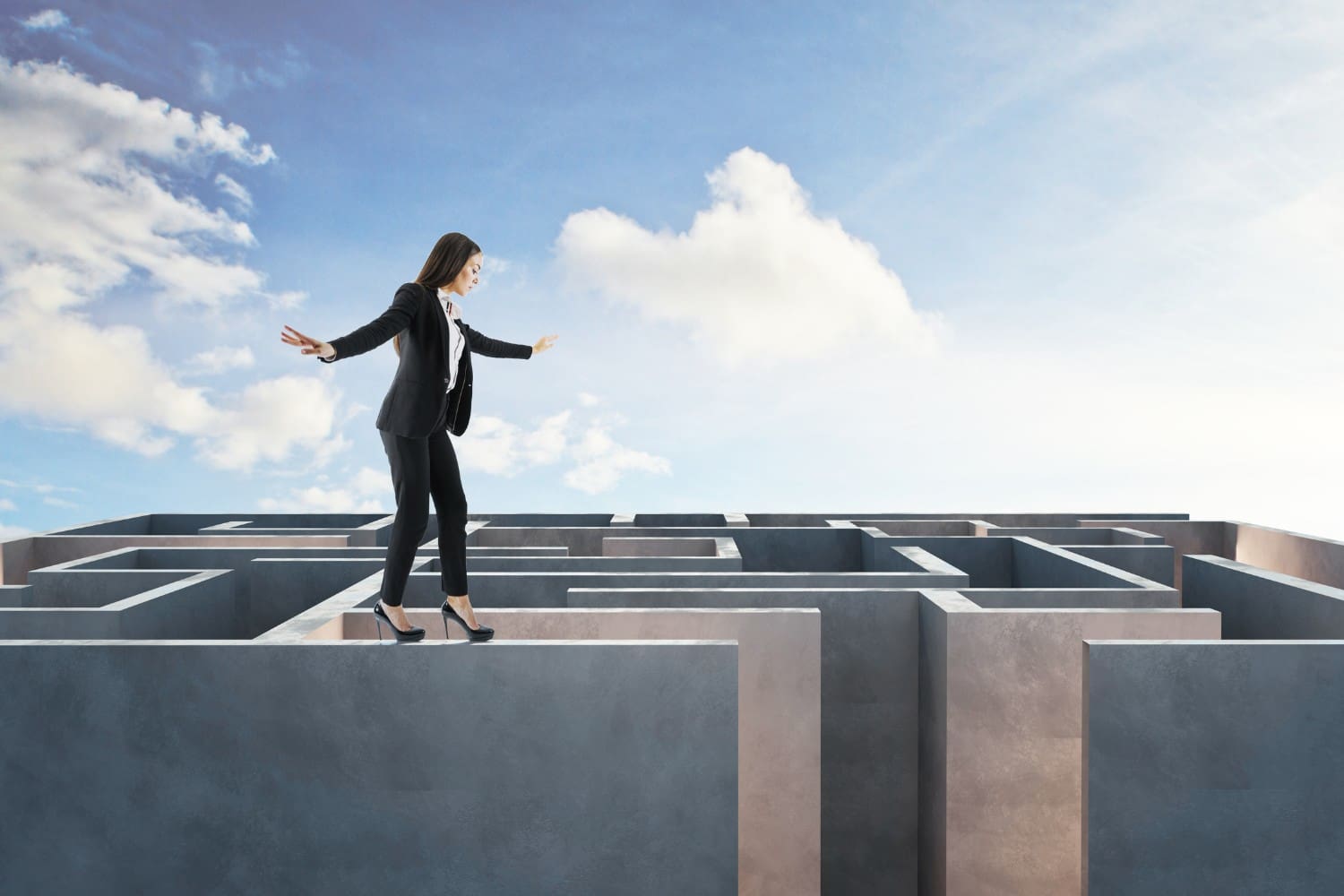 women navigating maze to build confidence